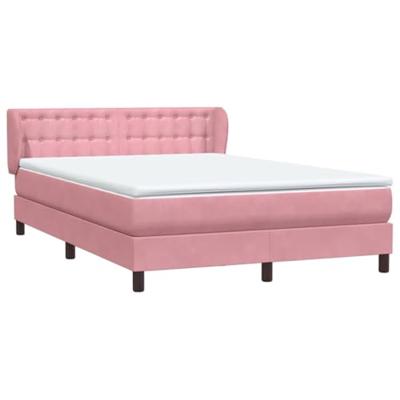 Boxspring met matras fluweel roze 160x210 cm