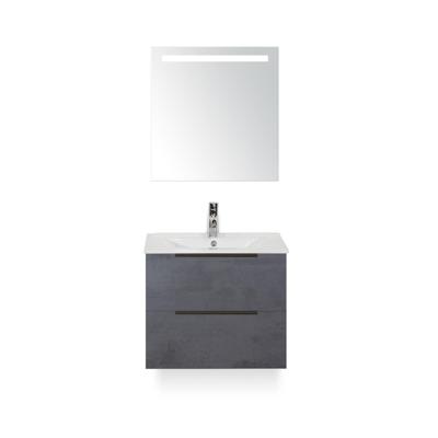 Seville Badmeubelset 60 cm - Beton Antraciet Edge greep - Wastafel Enjoy - met Sence Spiegel