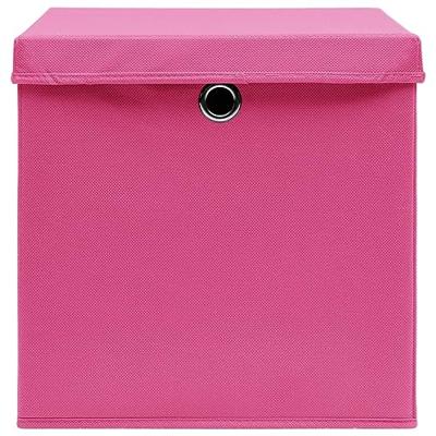 VidaXL Opbergboxen met deksel 4 st 32x32x32 cm stof roze - thumbnail