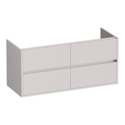 Brauer Adore Wavy - Onderkast - 120 cm - met 4 Softclose Lades Greeploos en 2 Sifon Uitsparingen - Mat Zand