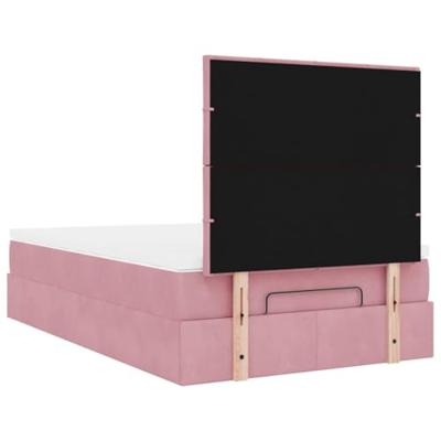 Ottoman bed met matrassen 120x200cm fluweel roze