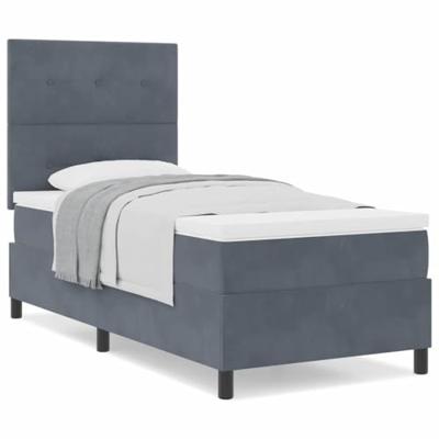 Boxspring bed met matras Donkergrijs 80 x 200 cm Fluweel