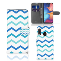 Samsung Galaxy A20e | Telefoon Hoesje | Zigzag Blauw - thumbnail