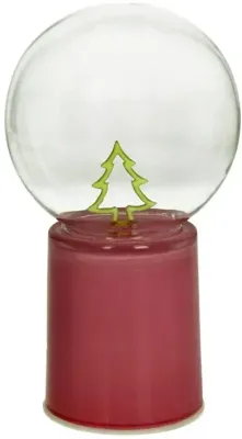 Kersten kerstfiguur glas kerstboom led 10x10x17cm roze, transparant