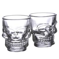 2 glazen shotglaasjes (60ml) - Schedel - thumbnail