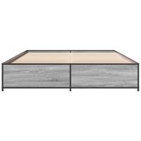 Bedframe bewerkt hout metaal grijs sonoma eiken 120x200 cm - thumbnail