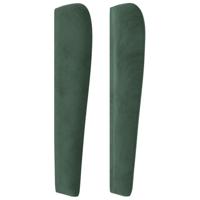 Hoofdbord met randen 83x23x118/128 cm fluweel donkergroen - thumbnail