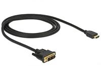 Delock 85582 HDMI-kabel DVI / HDMI Aansluitkabel DVI-D 18+1-polige stekker, HDMI-A-stekker 1 m Zwart Afgeschermd (drievoudig), Vergulde steekcontacten - thumbnail