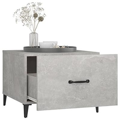 Salontafel 2 st met metalen poten 50x50x40 cm betongrijs