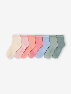 Set van 7 paar halfhoge meisjessokken rozenhout