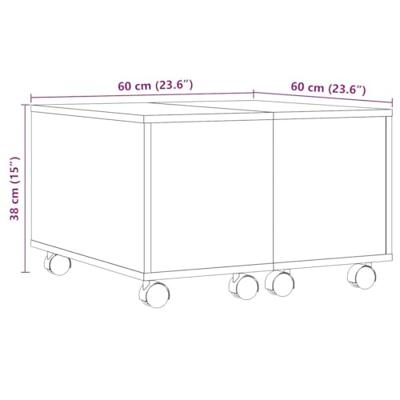 Salontafel 60x60x38 cm bewerkt hout artisanaal eikenkleurig