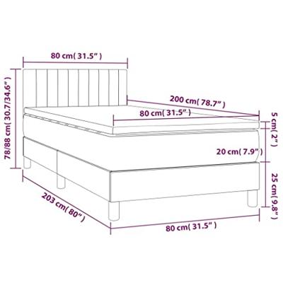 Boxspring met matras stof lichtgrijs 80x200 cm