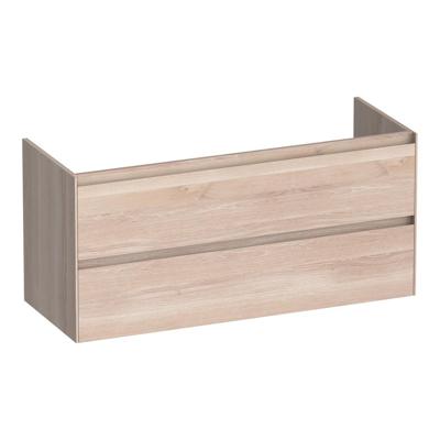 Brauer Inspire - Onderkast - 120 cm - met 2 Softclose Lades Greeploos en 2 Sifon Uitsparingen - Lamellen Eiken Wit