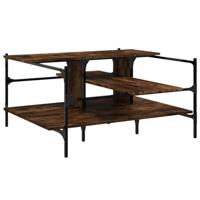 Salontafel 100x100x48,5 cm bewerkt hout gerookt eikenkleurig - thumbnail