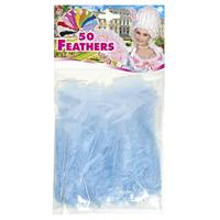 Zakje met 50 veertjes lichtblauw - thumbnail