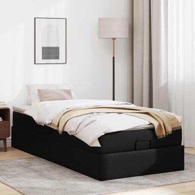 Ottoman bed met matras 90x200cm kunstleer zwart