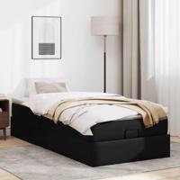 Ottoman bed met matras 100x200cm kunstleer zwart - thumbnail
