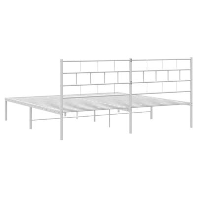 Bedframe met hoofdbord metaal wit 183x213 cm