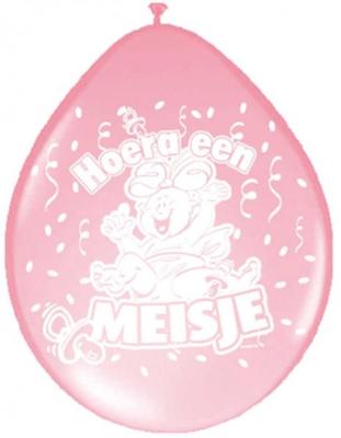 Ballon Hoera een Meisje 30cm 8 stuks