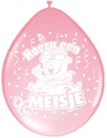 Ballon Hoera een Meisje 30cm 8 stuks - thumbnail