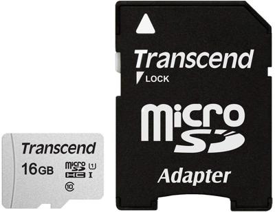 Transcend Premium 300S microSDHC-kaart 16 GB Class 10, UHS-I, UHS-Class 1 Incl. SD-adapter