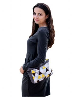 Kinderhop heuptas Traingles 28 x 18 x 7 cm geel/grijs