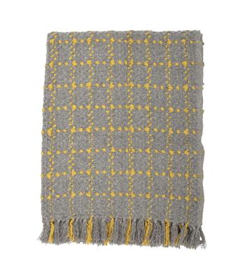 Bloomingville 82041001 plaid 130 x 170 cm Acryl Grijs, Geel