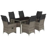 7-delige Tuinset met kussens poly rattan grijs - thumbnail