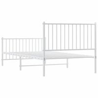 Bedframe met hoofd- en voeteneinde metaal wit 100x200 cm - thumbnail