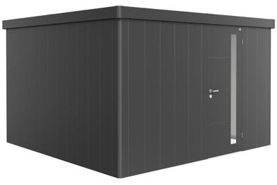 Biohort Neo 4D metalen tuinhuis enkele deur donkergrijs 348x348 cm- Plat dak- Metaal- Biohort Biohort Neo 4D metalen tuinhuis enkele deur donkergrijs 348x348 cm- Plat dak- Metaal- Biohort
