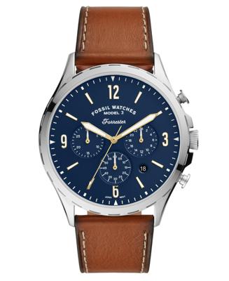 Fossil chronograaf Forrester Herenhorlogemet bruine leren band, 46 mm Fossil chronograaf Forrester Herenhorlogemet bruine leren band, 46 mm