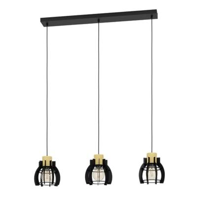 Eglo 3-lichts hanglampStillington 1 zwart met hout - 43925