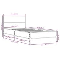 Bedframe bewerkt hout en metaal sonoma eikenkleurig 90x200 cm - thumbnail