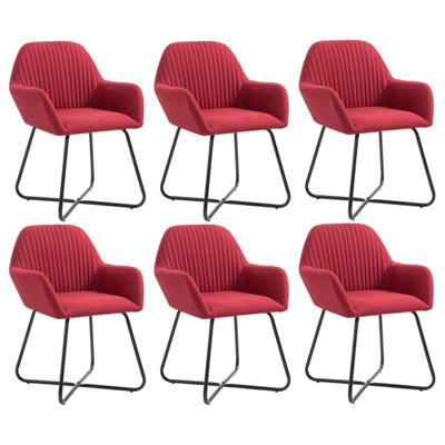 VidaXL Eetkamerstoelen 6 st stof wijnrood VidaXL Eetkamerstoelen 6 st stof wijnrood