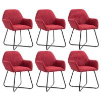 VidaXL Eetkamerstoelen 6 st stof wijnrood - thumbnail