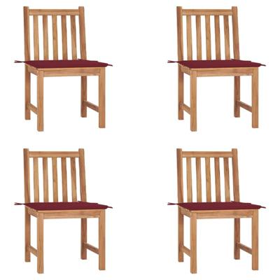 Tuinstoelen 4 st met kussens massief teakhout