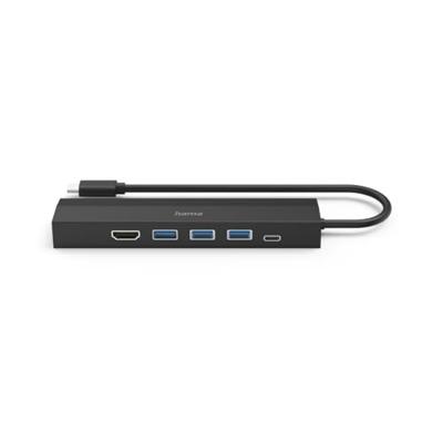 Hama USB-C Hub Multiport 6 Ports 3 x USB-A USB-C HDMI LAN/Ethernet USB Hub Zwart - thumbnail