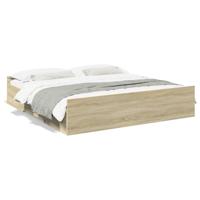 Bedframe met lades bewerkt hout sonoma eikenkleurig 200x200 cm - thumbnail