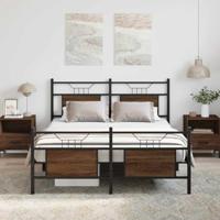 Bedframe zonder matras bewerkt hout bruin eikenkleur 150x200 cm - thumbnail