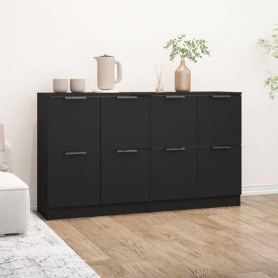 Dressoirs 2 st 60x30x70 cm bewerkt hout zwart