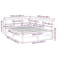 Bed met boekenkast zonder matras grenenhout wasbruin 160x200 cm - thumbnail