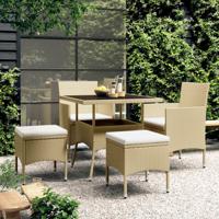 5-delige Loungeset poly rattan beige - thumbnail