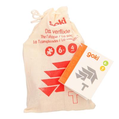 Goki houten breinpuzzel t-vorm in tasje
