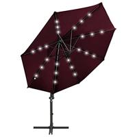 VidaXL Zweefparasol met paal en led-verlichting 300 cm bordeauxrood - thumbnail