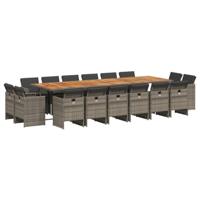 17-delige Tuinset met kussens poly rattan grijs - thumbnail
