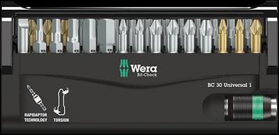 Wera BC Universal/30 Bit-Check 05056440001 Bitset 30-delig Plat, Kruiskop Phillips, Kruiskop Pozidriv, Inbus, Binnen-Torx, Torx BO