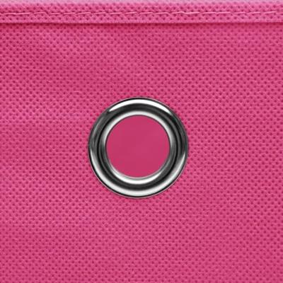 VidaXL Opbergboxen met deksel 4 st 32x32x32 cm stof roze