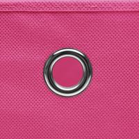Opbergboxen met deksel 4 st 32x32x32 cm stof roze - thumbnail