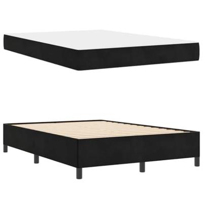 Bedframe met matras Zwart en Wit en Zwart 160 x 200 cm Fluweel