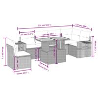 7-delige Loungeset met kussens poly rattan beige - thumbnail